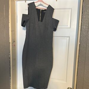 Express Dark Gray One Shoulder Dress